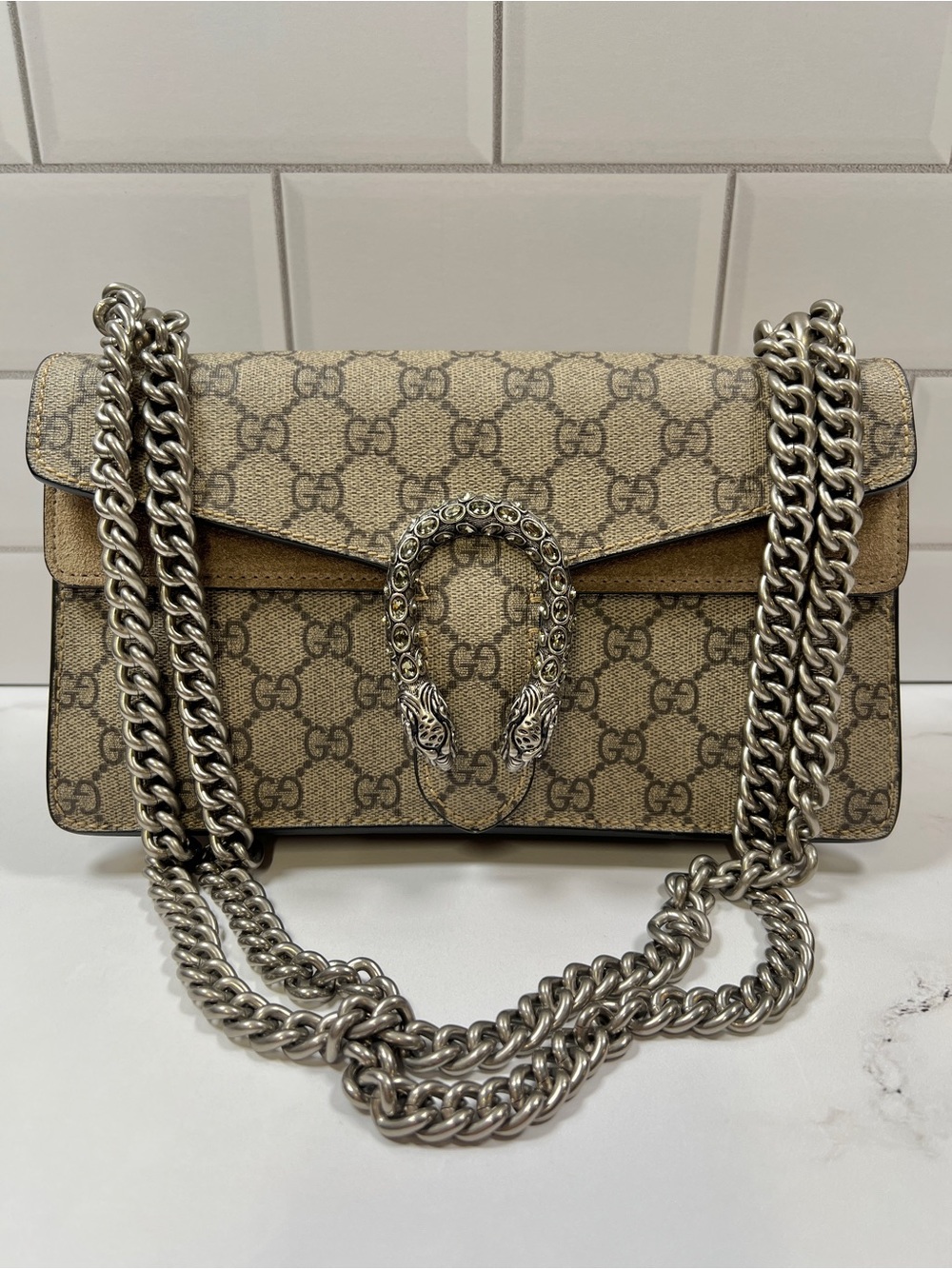 Gucci Dionysus Rectangular Crystal Embellished Shoulder Bag Crossbody Purse